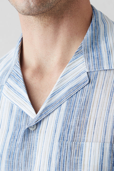 Light Blue Short Sleeve Oversize Fit Linen Shirt