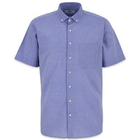 Dark Navy Short Sleeve Regular Fit Cotton Striped Shirt