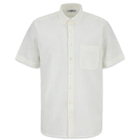 White Short-Sleeve Regular Fit Cotton Striped Shirt