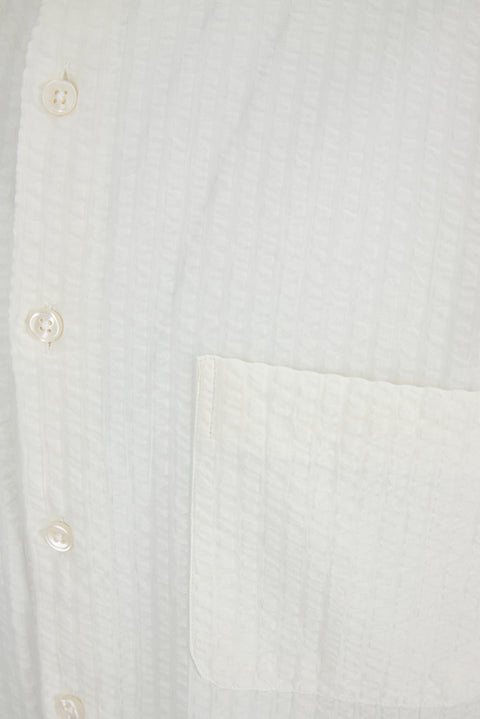 White Short-Sleeve Regular Fit Cotton Striped Shirt