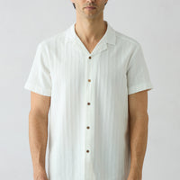 White Short-Sleeve Regular Fit Cotton Plain Shirt