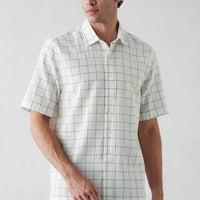 Dark Navy Short-Sleeve Plaid Shirt