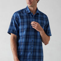 Indigo Short Sleeve Regular Fit Plaid Shirt