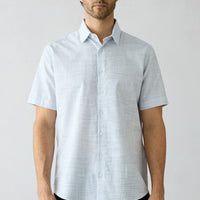 Dark Navy Short Sleeve Regular Fit Cotton Striped Shirt