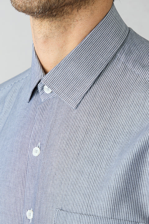 Medium Grey Short Sleeve Regular Fit Cotton Striped Shirt