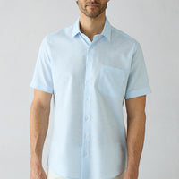 Light Blue Short Sleeve Regular Fit Cotton Plain Shirt