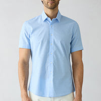 Light Blue Short Sleeve Slim Fit Patterned Cotton Shirt