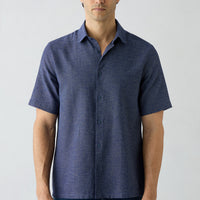 Dark Navy Short Sleeve Regular Fit Patterned Shirt