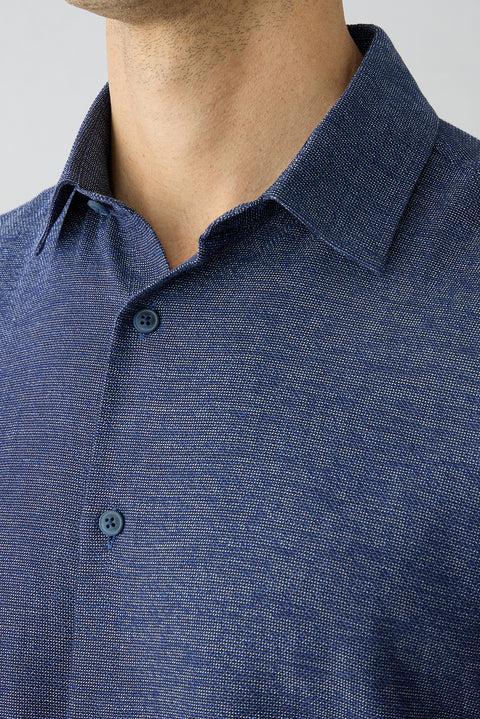 Dark Navy Short Sleeve Regular Fit Patterned Shirt