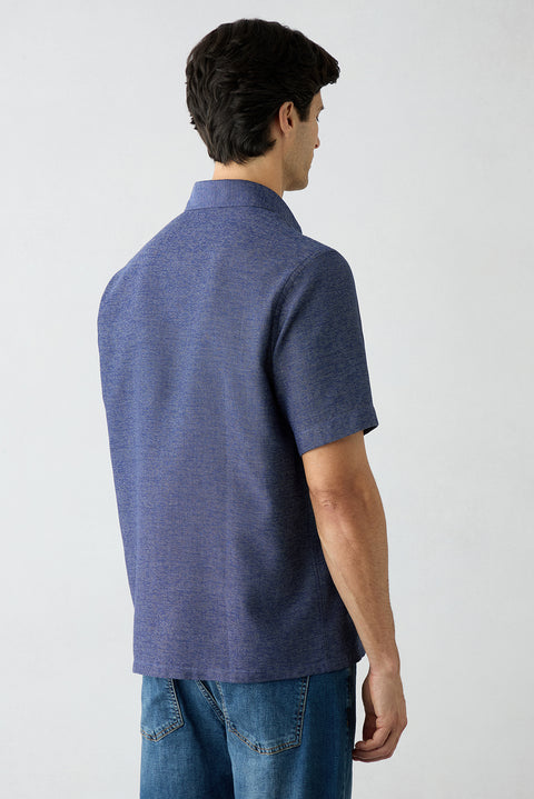 Dark Navy Short Sleeve Regular Fit Patterned Shirt