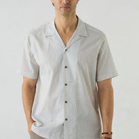 Light Navy Short Sleeve Regular Fit Linen Textured Shirt