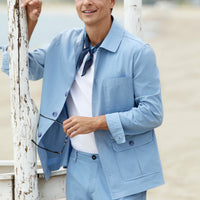 Aviator Blue Regular Fit Shirt Collar Jacket