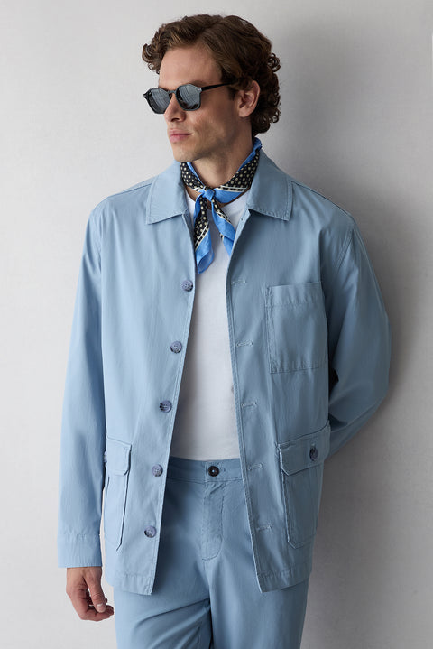 Aviator Blue Regular Fit Shirt Collar Jacket