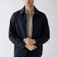 Dark Navy Baby Collar Zippered Pocket Transitional Jacket