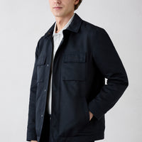 Dark Navy Classic Collar Snap-Button Pocket Seasonal Jacket