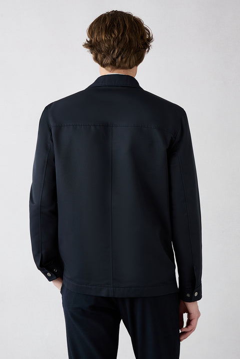 Dark Navy Classic Collar Snap-Button Pocket Seasonal Jacket