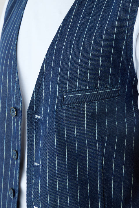 Dark Navy Regular Fit V-Neck Cotton Vest