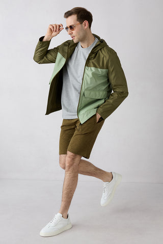  Orta Haki Beli İpli Örme Diz Boy Pamuk Spor Sweat Şort