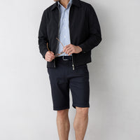 Dark Navy Regular Fit Standard Cut Lyocell Blend Side Pocket Bermuda Shorts