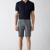 Dark Anthracite Regular Fit Standard Cut Striped Polvis Bermuda Shorts