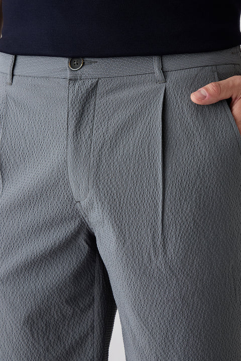 Dark Anthracite Regular Fit Standard Cut Striped Polvis Bermuda Shorts