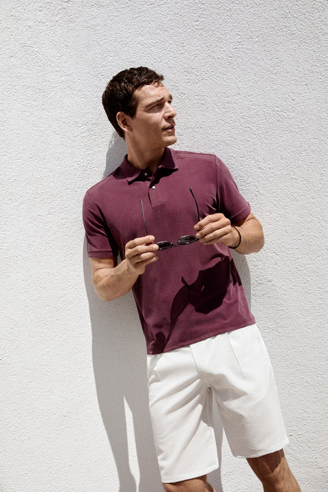 Taş Regular Fit Standart Kesim Çizgili Pileli Yan Cepli Bermuda Şort