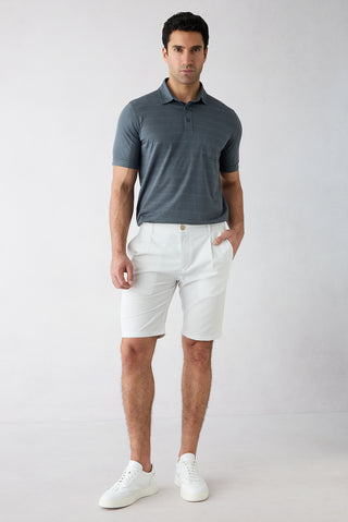  Taş Regular Fit Standart Kesim Çizgili Pileli Yan Cepli Bermuda Şort