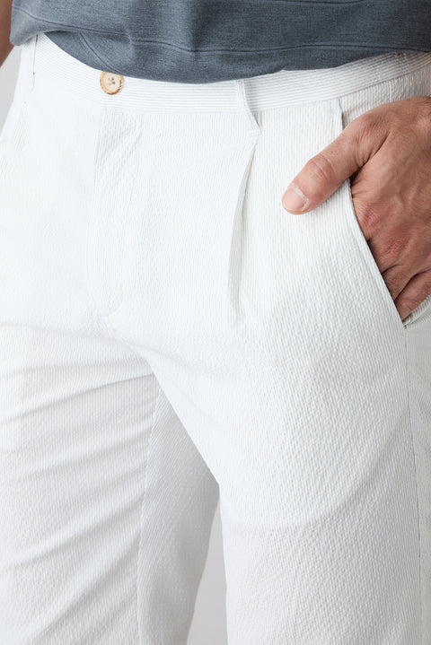 Taş Regular Fit Standart Kesim Çizgili Pileli Yan Cepli Bermuda Şort