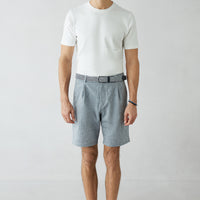 Medium Navy Straight Wide Leg Lyocel Bermuda Shorts