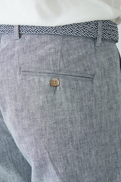 Medium Navy Straight Wide Leg Lyocel Bermuda Shorts
