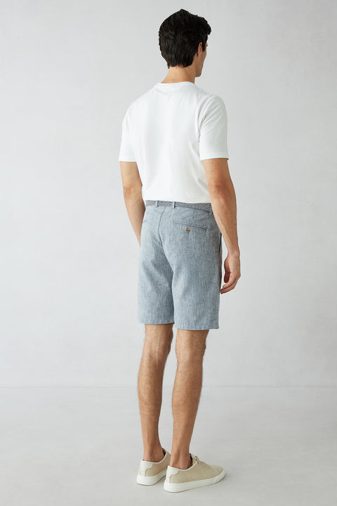 Medium Navy Straight Wide Leg Lyocel Bermuda Shorts