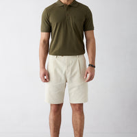 Light Beige Straight Wide Leg Lyocel Bermuda Shorts