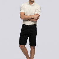 Siyah Regular Fit Standart Kesim Düz Pamuklu 5 Cep Bermuda Şort