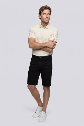  Siyah Regular Fit Standart Kesim Düz Pamuklu 5 Cep Bermuda Şort