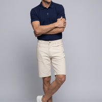 Krem Regular Fit Standart Kesim Düz Pamuklu 5 Cep Bermuda Şort