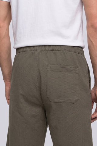  Orta Haki Regular Fit Beli Lastikli İpli Cepli Desenli %100 Pamuk Bermuda Şort