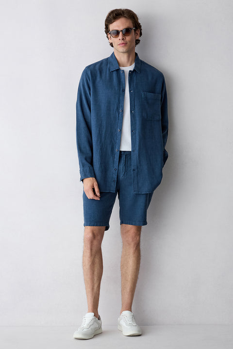 Dark Navy Regular Fit Standard Cut Bermuda Shorts