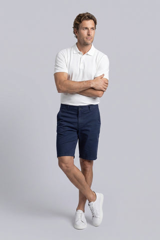  Koyu Lacivert Regular Fit Standart Kesim Çizgili Beli Lastikli Cepli Bermuda Şort