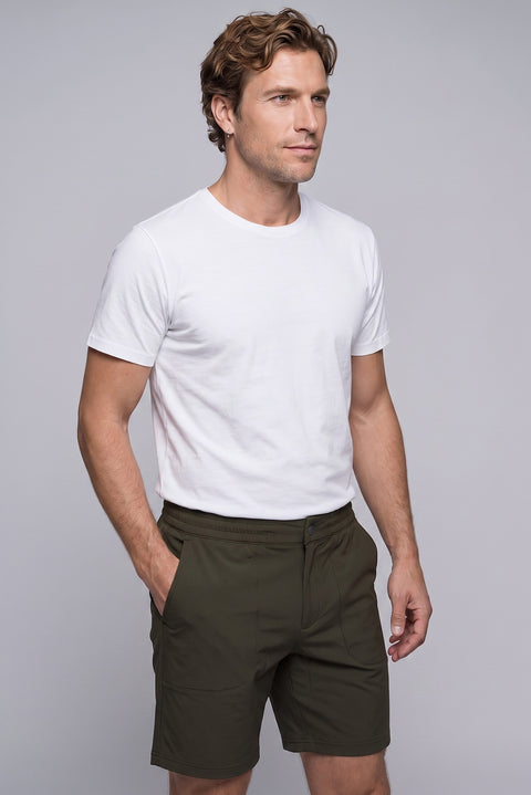 Medium Khaki Regular Fit Knitted Shorts