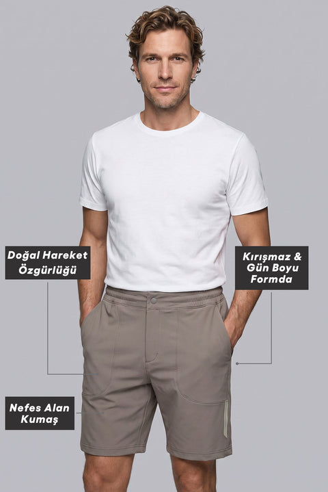 Medium Mink Regular Fit Knitted Shorts