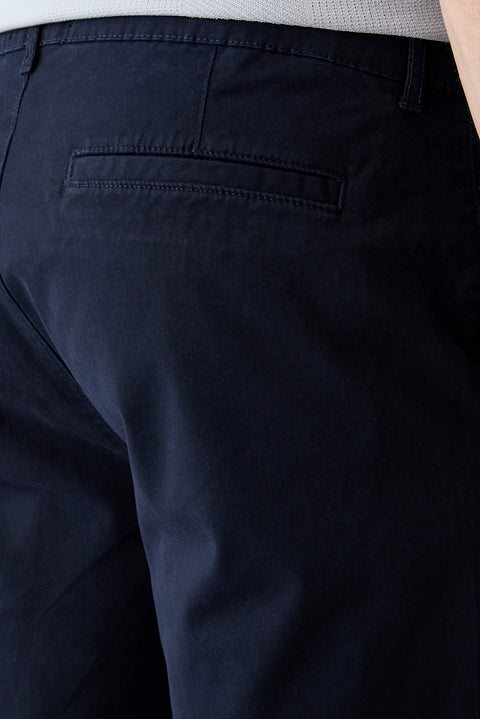 Orta Lacivert Regular Fit Standart Kesim Yan Cepli Pamuklu Bermuda Şort
