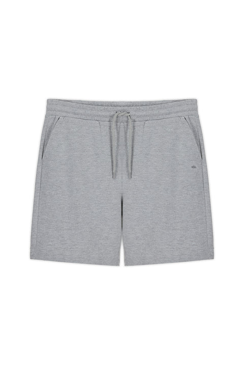 Medium Gray Melange Elastic Waistband Drawstring Pockets Cotton Jersey Sport Sweat Shorts