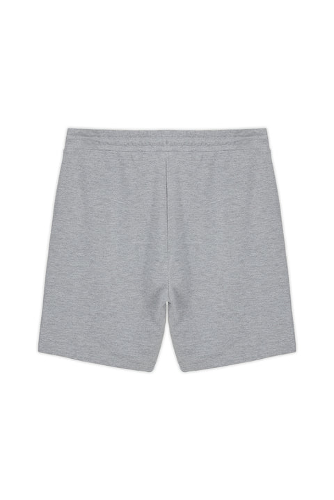 Medium Gray Melange Elastic Waistband Drawstring Pockets Cotton Jersey Sport Sweat Shorts
