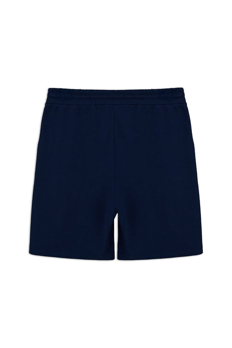 Dark Navy Elasticated Waist Drawstring Pockets Cotton Jersey Sport Sweat Shorts