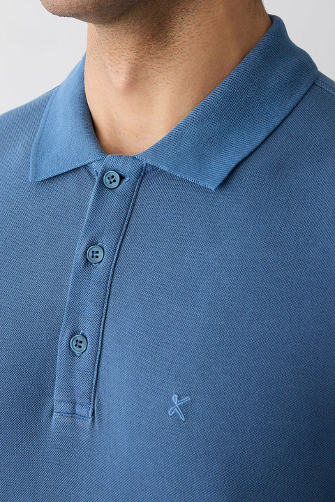 İndigo Regular Fit Düğmeli Polo Yaka Nakışlı %100 Pamuk Tişört