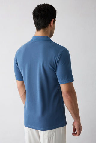  İndigo Regular Fit Düğmeli Polo Yaka Nakışlı %100 Pamuk Tişört
