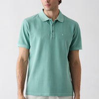 Light Green Polo Collar Regular Fit Cotton T-shirt