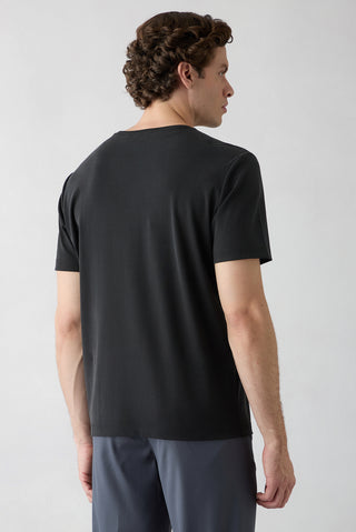  Siyah Regular Fit Bisiklet Yaka Lyocell Karışımlı Basic Tişört