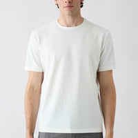 Ekru Regular Fit Bisiklet Yaka Lyocell Karışımlı Basic Tişört
