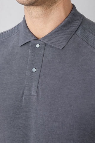  Orta Antrasit Regular Fit Çıtçıtlı Polo Yaka Ribana Detaylı Lyocell Karışımlı Örme Tişört
